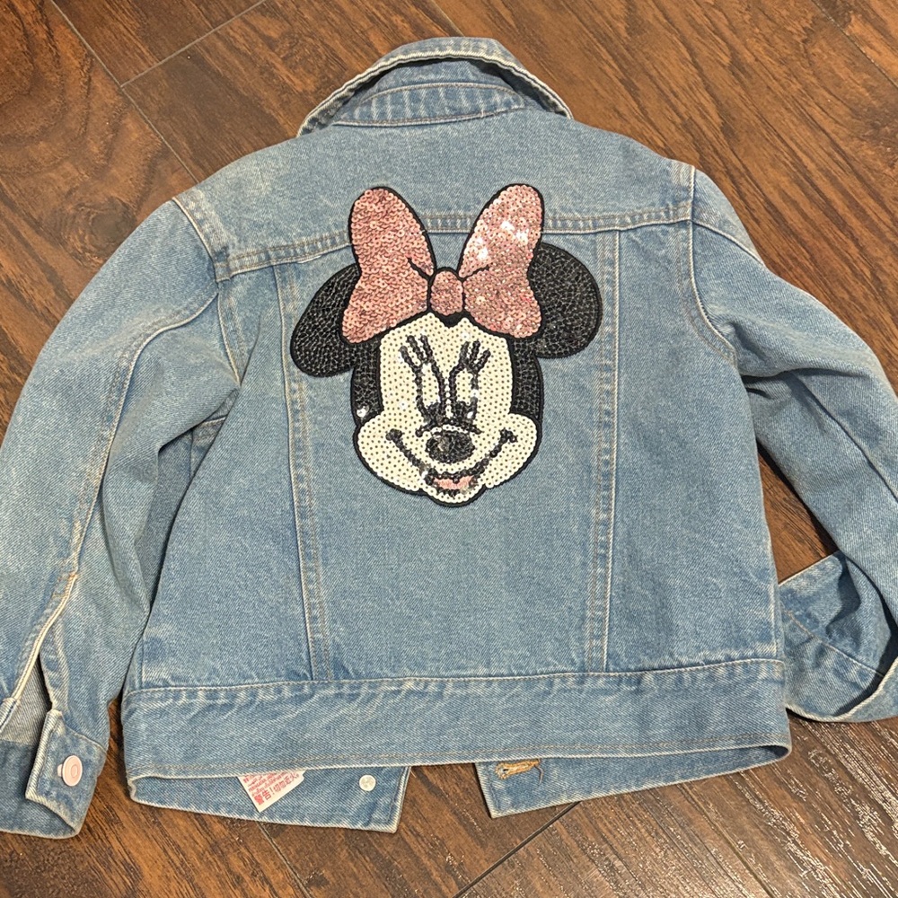 Disney Blue Jean Jacket with Minnie Mouse Sequin Design